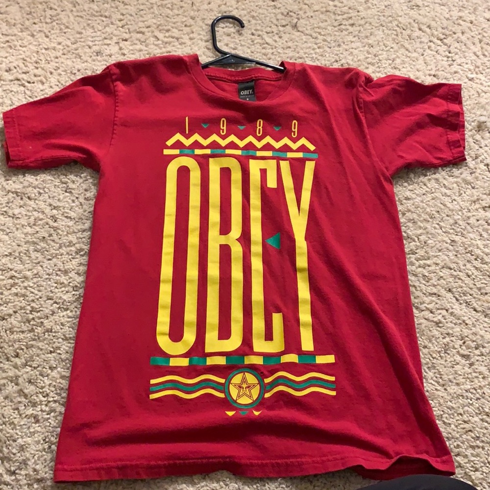 Obey shirt with Rasta print